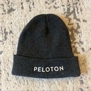 Peloton Dark Gray and White Embroidered Beanie Winter Hat